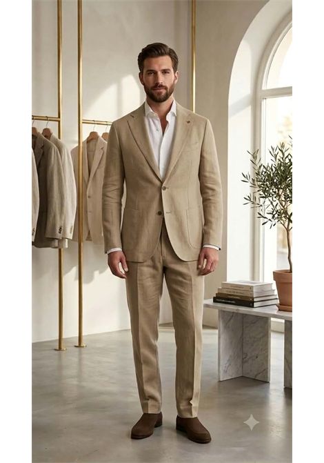 Abito Uomo in Lino con Pantalaccio  Eleganza Casual Sartoriale MARCEL MOREL | Abiti | AB0546FANGO